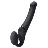 Черный безремневой вибрострапон Silicone Bendable Strap-On - size XL - Strap-on-me - купить с доставкой в Саранске