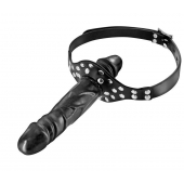 Черный кляп-фаллоимитатор Double Penis Gag - Fetish Tentation - купить с доставкой в Саранске