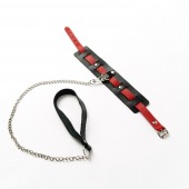 Черный ошейник с красным ремешком и поводком - Crazy Handmade - купить с доставкой в Саранске