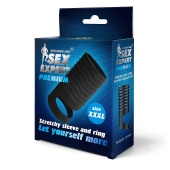 Черная открытая насадка на пенис с кольцом для мошонки XXXL-size - 9,9 см. - Sex Expert - в Саранске купить с доставкой