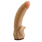 Телесная гелевая насадка-фаллос с клиторальными лепестками - 18,5 см. - LOVETOY (А-Полимер) - купить с доставкой в Саранске