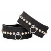 Черные поножи Diamond Studded Ankle Cuffs - Shots Media BV - купить с доставкой в Саранске