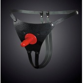 Чёрные кожаные универсальные трусики со штырьком для насадок - Sitabella - купить с доставкой в Саранске