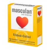 Презервативы с колечками и пупырышками Masculan Ribbed+Dotted - 3 шт. - Masculan - купить с доставкой в Саранске