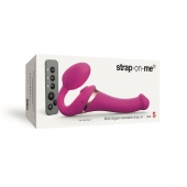 Ярко-розовый безремневой страпон Multi Orgasm Size S с клиторальной стимуляцией - Strap-on-me - купить с доставкой в Саранске