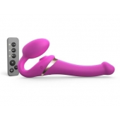 Ярко-розовый безремневой страпон Multi Orgasm Size S с клиторальной стимуляцией - Strap-on-me - купить с доставкой в Саранске