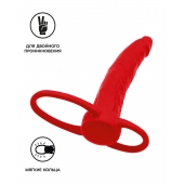 Красная насадка на пенис для двойного проникновения Black Red - 16,5 см. - ToyFa - купить с доставкой в Саранске