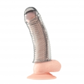 Текстурированная насадка на пенис Clear Textured Penis Enhancing Sleeve Extension - 16,5 см. - BlueLine - в Саранске купить с доставкой