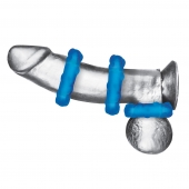 Комплект из трех голубых эрекционных колец 3-Pack Ribbed Rider Cock Ring Set - BlueLine - в Саранске купить с доставкой