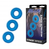 Комплект из трех голубых колец для эрекции 3-Pack Ultra-Stim Stretch Cock Rings - BlueLine - в Саранске купить с доставкой