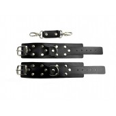 Черные кожаные наручники Sex Game - БДСМ Арсенал - купить с доставкой в Саранске