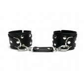 Черные кожаные наручники Sex Game - БДСМ Арсенал - купить с доставкой в Саранске