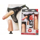 Телесный страпон Harness LESBI с вагинальной пробкой - 16,5 см. - LOVETOY (А-Полимер) - купить с доставкой в Саранске