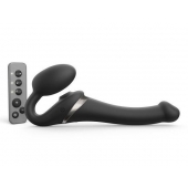 Черный безремневой страпон Multi Orgasm Size S с клиторальной стимуляцией - Strap-on-me - купить с доставкой в Саранске