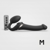 Черный безремневой страпон Multi Orgasm Size M с клиторальной стимуляцией - Strap-on-me - купить с доставкой в Саранске