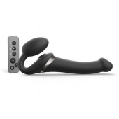 Черный безремневой страпон Multi Orgasm Size M с клиторальной стимуляцией - Strap-on-me - купить с доставкой в Саранске