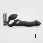 Черный безремневой страпон Multi Orgasm Size L с клиторальной стимуляцией - Strap-on-me - купить с доставкой в Саранске