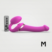 Ярко-розовый безремневой страпон Multi Orgasm Size M с клиторальной стимуляцией - Strap-on-me - купить с доставкой в Саранске