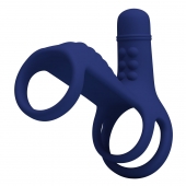 Синяя вибронасадка на пенис Vibrating Penis Sling - Baile - в Саранске купить с доставкой