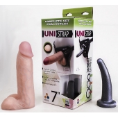 Страпон-унисекс с двумя насадками UNI strap 7  Harness - 19 и 16 см. - LOVETOY (А-Полимер) - купить с доставкой в Саранске