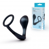 Черное эрекционное кольцо со стимулятором простаты Ringer Cock Ring   Plug - b-Vibe - в Саранске купить с доставкой