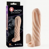 Телесная насадка-удлинитель Okoto со спиралевидным рельефом - 16 см. - Sitabella - в Саранске купить с доставкой
