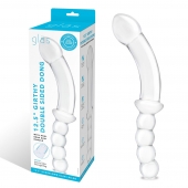 Стеклянный двусторонний фаллоимитатор 12,5’’ Girthy Double Sided Dong With Anal Bead Grip Handle - 32 см. - Glas