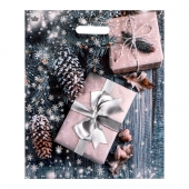 Новогодний пакет с принтом в виде подарков и вырубной ручкой (45х38 см) - Сима-Ленд - купить с доставкой в Саранске