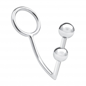 Кольцо на пенис с анальным стимулятором Two Bead Stainless Steel Anal Hook   Cock Ring - BlueLine - в Саранске купить с доставкой