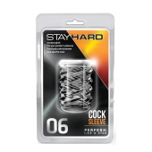 Прозрачная насадка с объёмными чёрточками STAY HARD COCK SLEEVE 06 CLEAR - Blush Novelties - в Саранске купить с доставкой