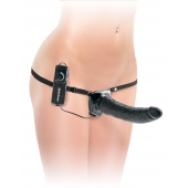 Черный страпон с вагинальной пробкой Deluxe Vibrating Penetrix Strap-On - 19 см. - Pipedream - купить с доставкой в Саранске