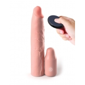 Телесная вибронасадка на член 3  Vibrating Mega X-tension with Remote - 22,9 см. - Pipedream - в Саранске купить с доставкой