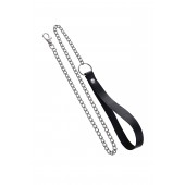 Поводок с ручкой из черной натуральной кожи и карабином для ошейника - Pecado - купить с доставкой в Саранске