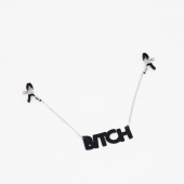 Зажимы на соски с кожаной подвеской Bitch - Crazy Handmade - купить с доставкой в Саранске