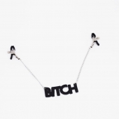 Зажимы на соски с кожаной подвеской Bitch - Crazy Handmade - купить с доставкой в Саранске