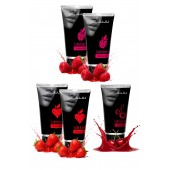 Набор из 5 съедобных лубрикантов JUJU (клубника х 2, малина х 2, вишня) - JuJu - купить с доставкой в Саранске