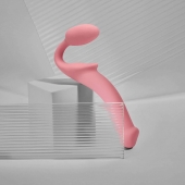 Розовый безремневой страпон Strap-on-me Semi-Realistic Bendable Strap-On size M - Strap-on-me - купить с доставкой в Саранске