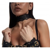 Черный ажурный чокер с золотистой фурнитурой - Crazy Handmade - купить с доставкой в Саранске