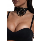 Черный чокер с клепками и золотистой фурнитурой - Crazy Handmade - купить с доставкой в Саранске