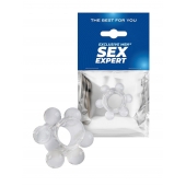 Прозрачное эрекционное кольцо с 6 стимулирующими шариками - Sex Expert - в Саранске купить с доставкой