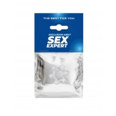 Прозрачное эластичное эрекционное кольцо с 6 шариками - Sex Expert - в Саранске купить с доставкой