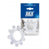 Прозрачное эрекционное кольцо со стимулирующими шариками - Sex Expert - в Саранске купить с доставкой