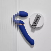 Синий безремневой страпон Multi Orgasm Bendable Strap-On size XL с клиторальной стимуляцией - Strap-on-me - купить с доставкой в Саранске