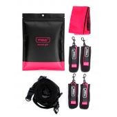 Черно-розовый эротический набор: фиксатор, оковы, наручники, повязка - Erokay - купить с доставкой в Саранске