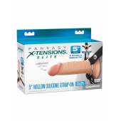 Телесный пустотелый фаллопротез 5’’ Hollow Silicone Strap-On - 14 см. - Pipedream - купить с доставкой в Саранске