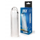 Прозрачная закрытая насадка на пенис с ребрышками - 16 см. - Sex Expert - в Саранске купить с доставкой