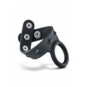 Черное эрекционное кольцо с подхватом мошонки на кнопках VS6 - Blush Novelties - в Саранске купить с доставкой