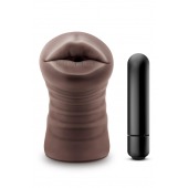 Коричневый мастурбатор-ротик Krystal Vibrating Masturbator - Blush Novelties - в Саранске купить с доставкой