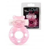 Розовое эрекционное виброкольцо в форме мишки - 1137 - в Саранске купить с доставкой