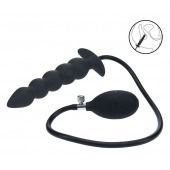 Черная анальная елочка с функцие расширения Beaded Inflatable Silicone Anal Plug - Shots Media BV